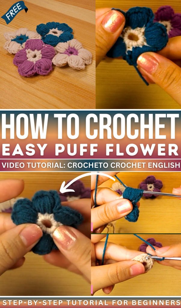 10 Free Crochet Puff Stitch Flower Patterns for Spring - Red Agape Blog
