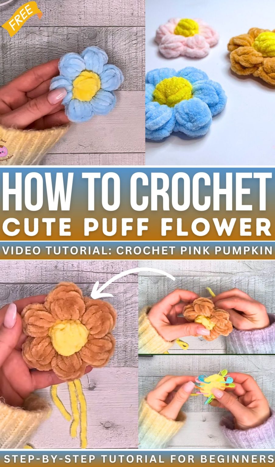 10 Free Crochet Puff Stitch Flower Patterns for Spring - Red Agape Blog