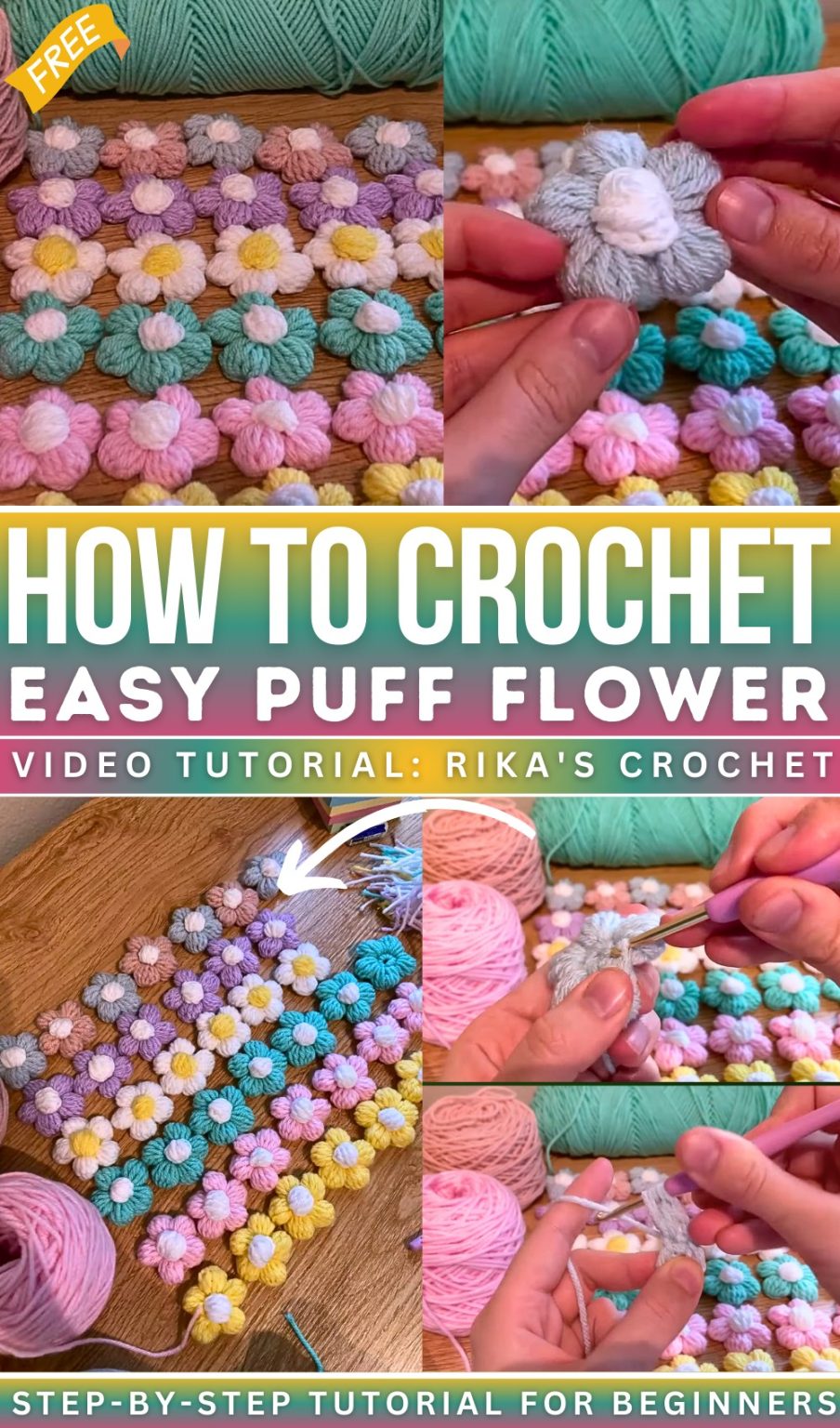 10 Free Crochet Puff Stitch Flower Patterns for Spring - Red Agape Blog