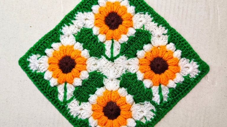 How to Crochet Sunflower Square Design Method