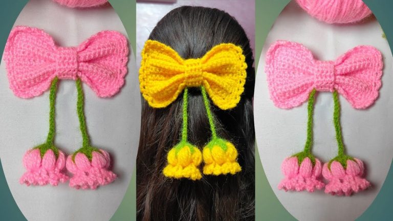 How to Crochet Lace Bow Hair Clip for Beginners