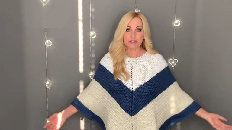 How to Make Knitted Color Block Poncho for Ladies