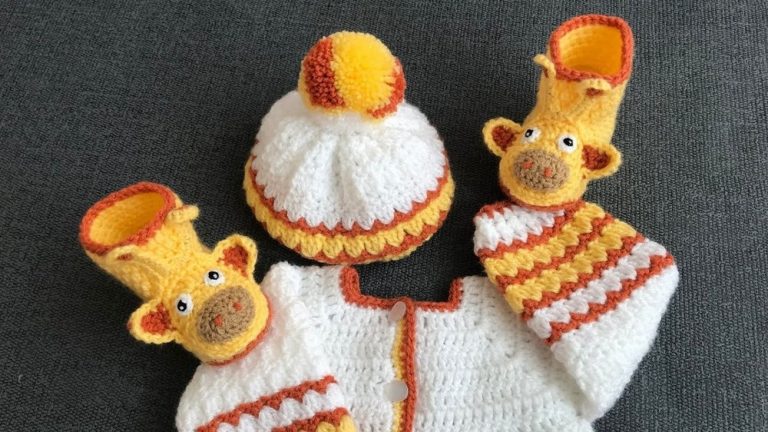 Easy Crochet Giraffe Baby Hat for Baby Shower