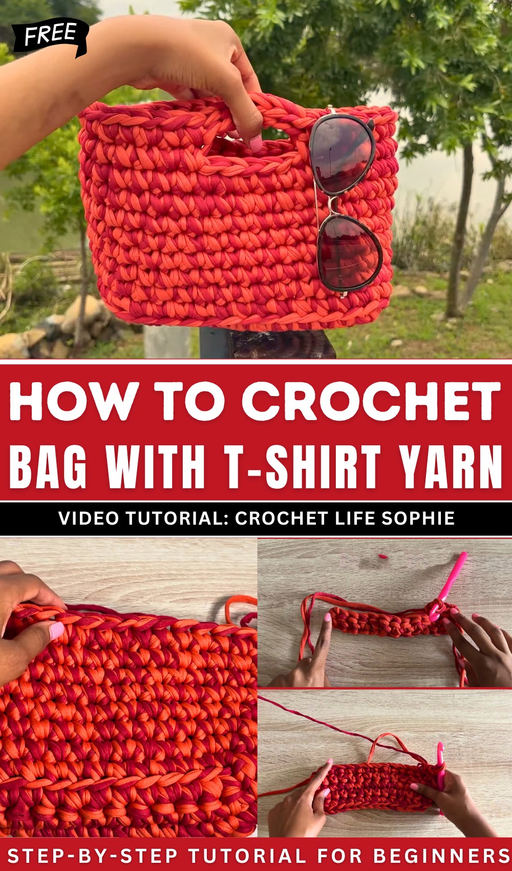 Crochet Bag with T-shirt Yarn Tutorial
