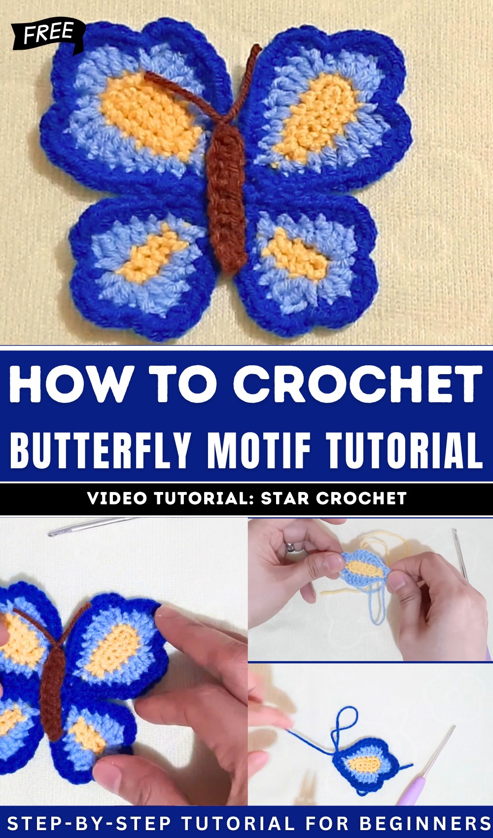 Crochet Butterfly Motif Tutorial