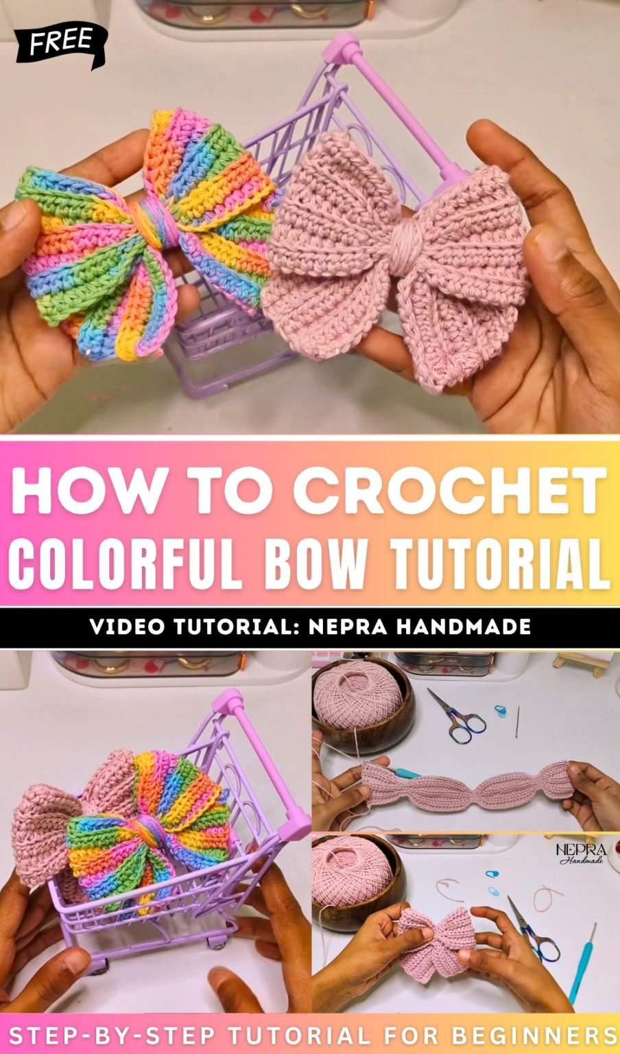 Crochet Bo Tutorial How to Crochet Colorful Bow for Accessorizing - Red Agape Blog