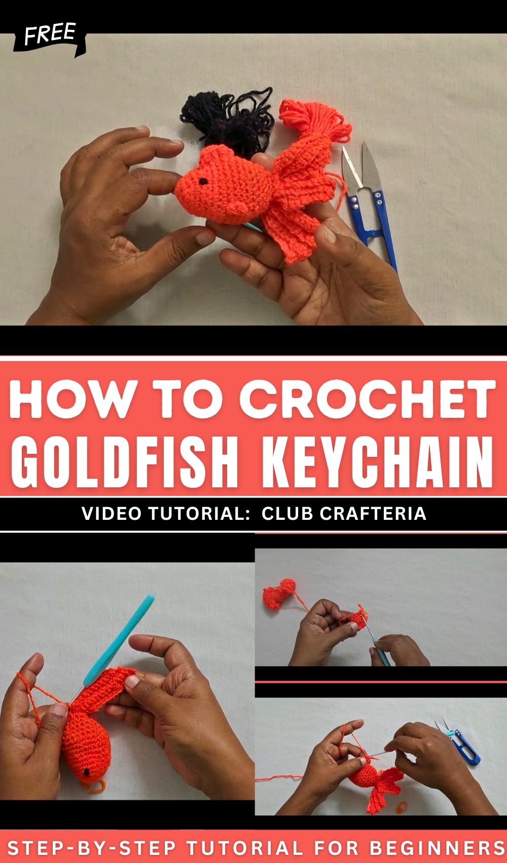 Crochet Goldfish Keychain