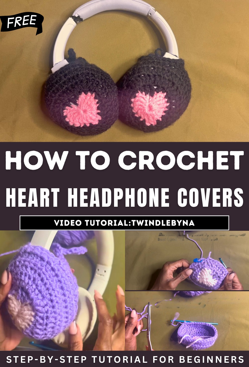 Crochet Heart Headphone Covers Tutorial