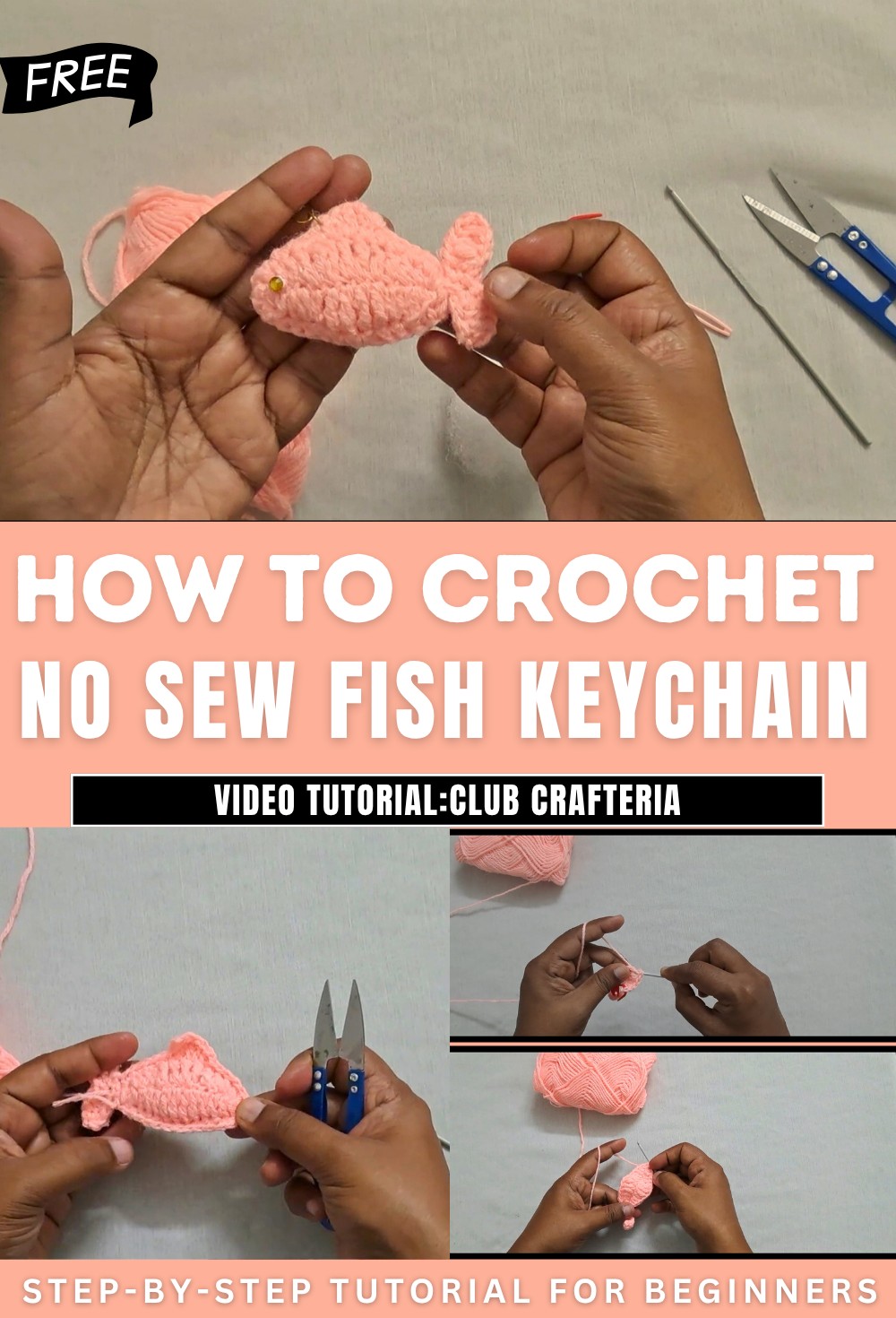 Crochet No Sew Fish Keychain