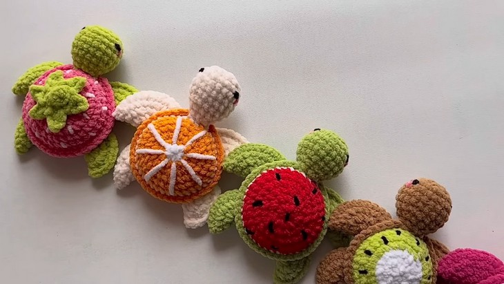 Crochet fruity turtles
