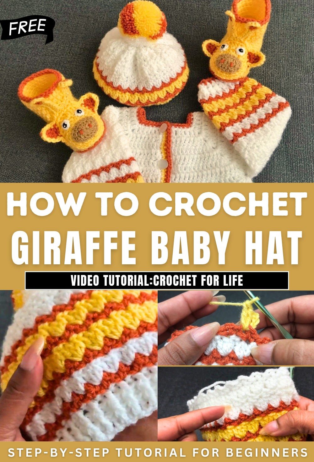 Easy Crochet Giraffe Baby Hat