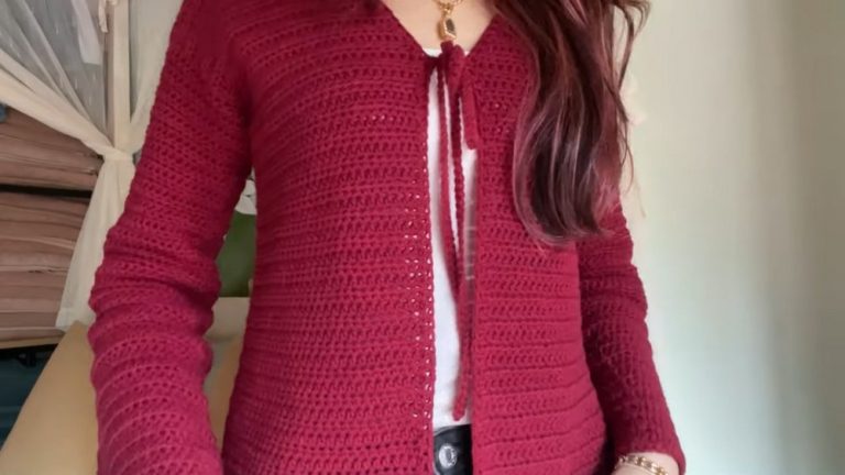 How to Crochet Front Tie Cardigan (Tutorial For Beginners)