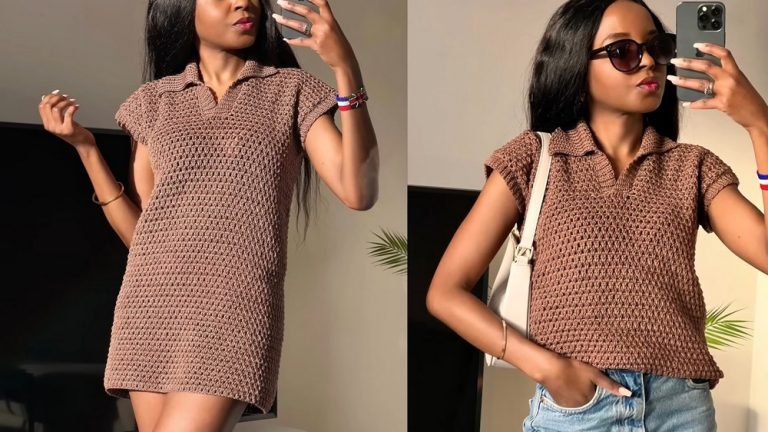 How To Crochet Simple Polo Shirt for Ladies