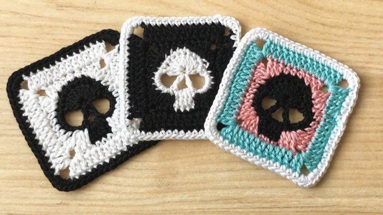 How to Crochet Bold Skull Granny Square for Halloween