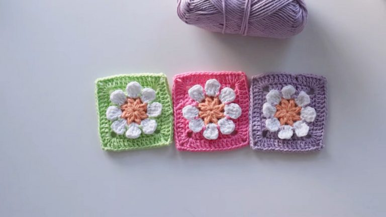 How to Crochet 3D Daisy Flower Granny Square for Beginners