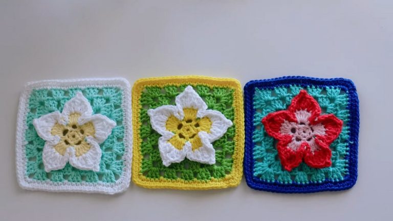 How to Crochet Plumeria Floral Granny Square for Beginners