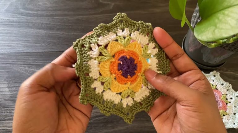 How to Crochet An Easy Floral Hexagon for Beginners