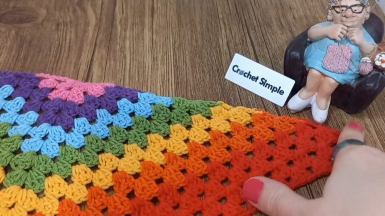 How to Crochet Granny Stitch Rainbow Bandana for Beginners