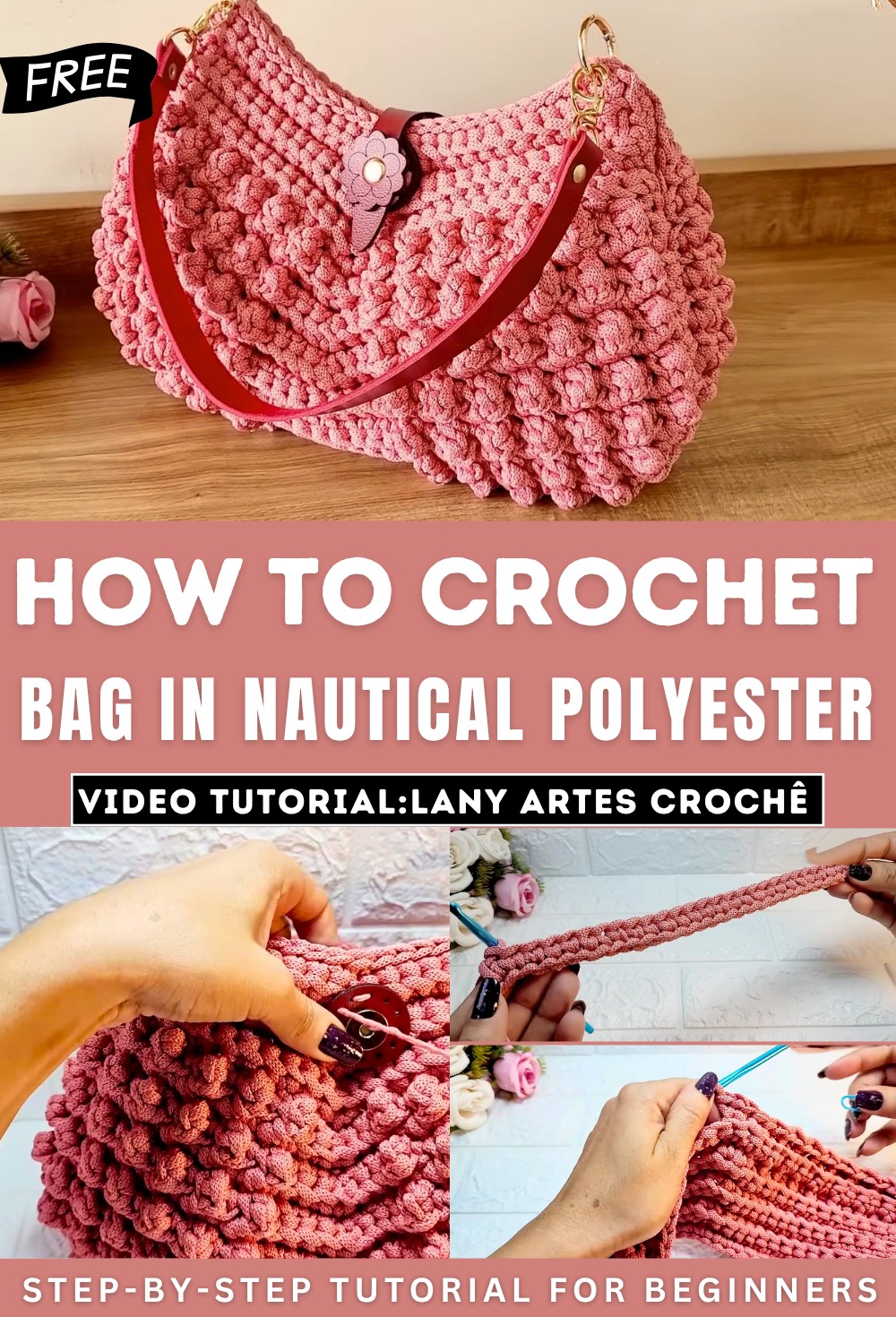 Crochet Bag In Nautical Polyester Yarn Tutorial
