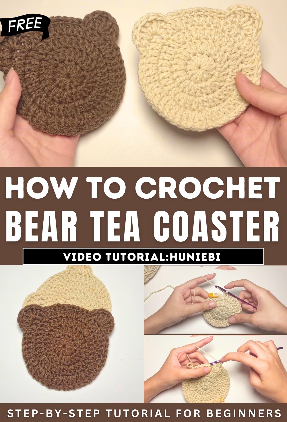 Crochet Bear Tea Coaster Tutorial