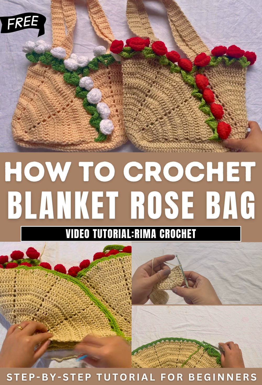 Crochet Blanket Rose Bag