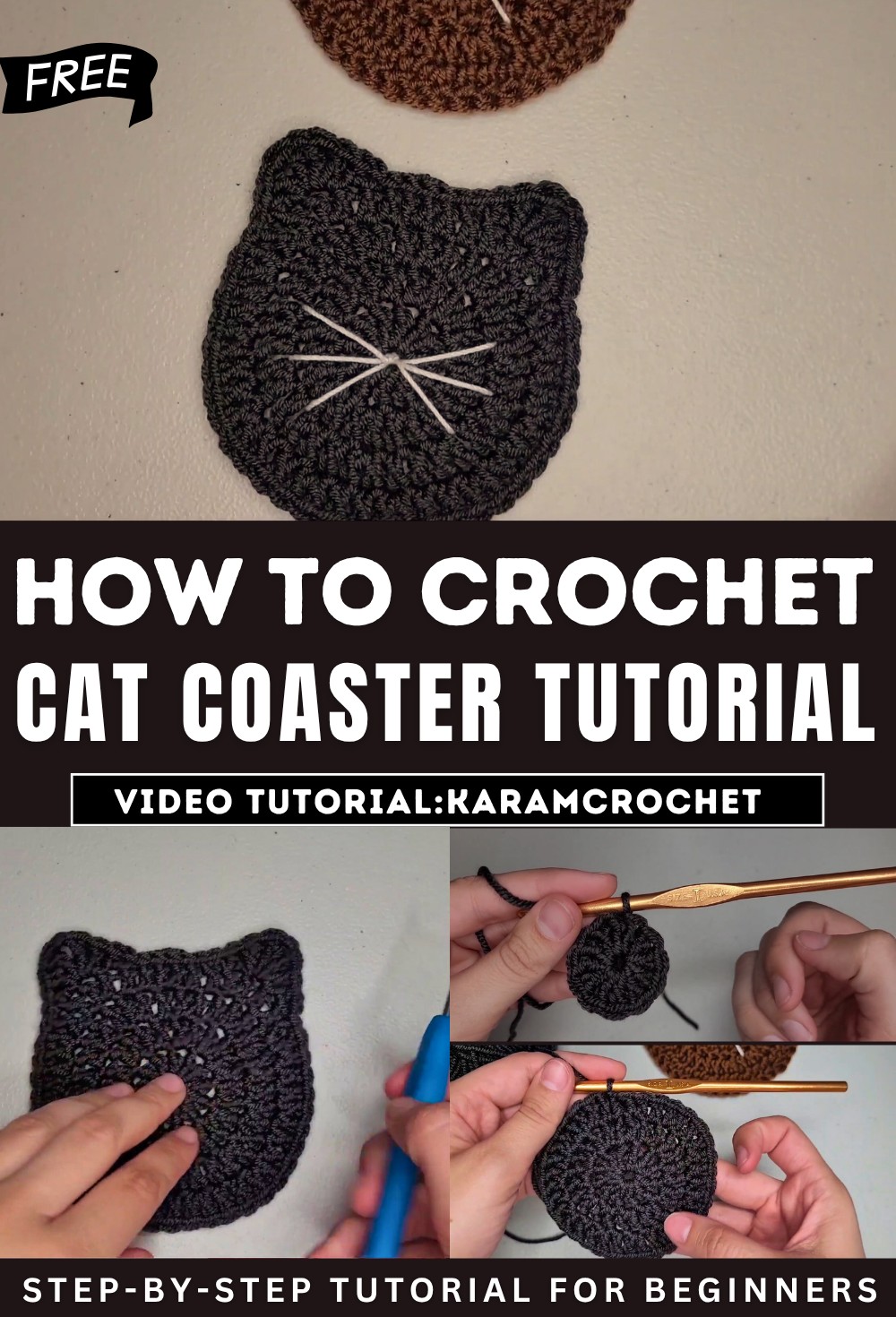 Crochet Cat Coaster Tutorial