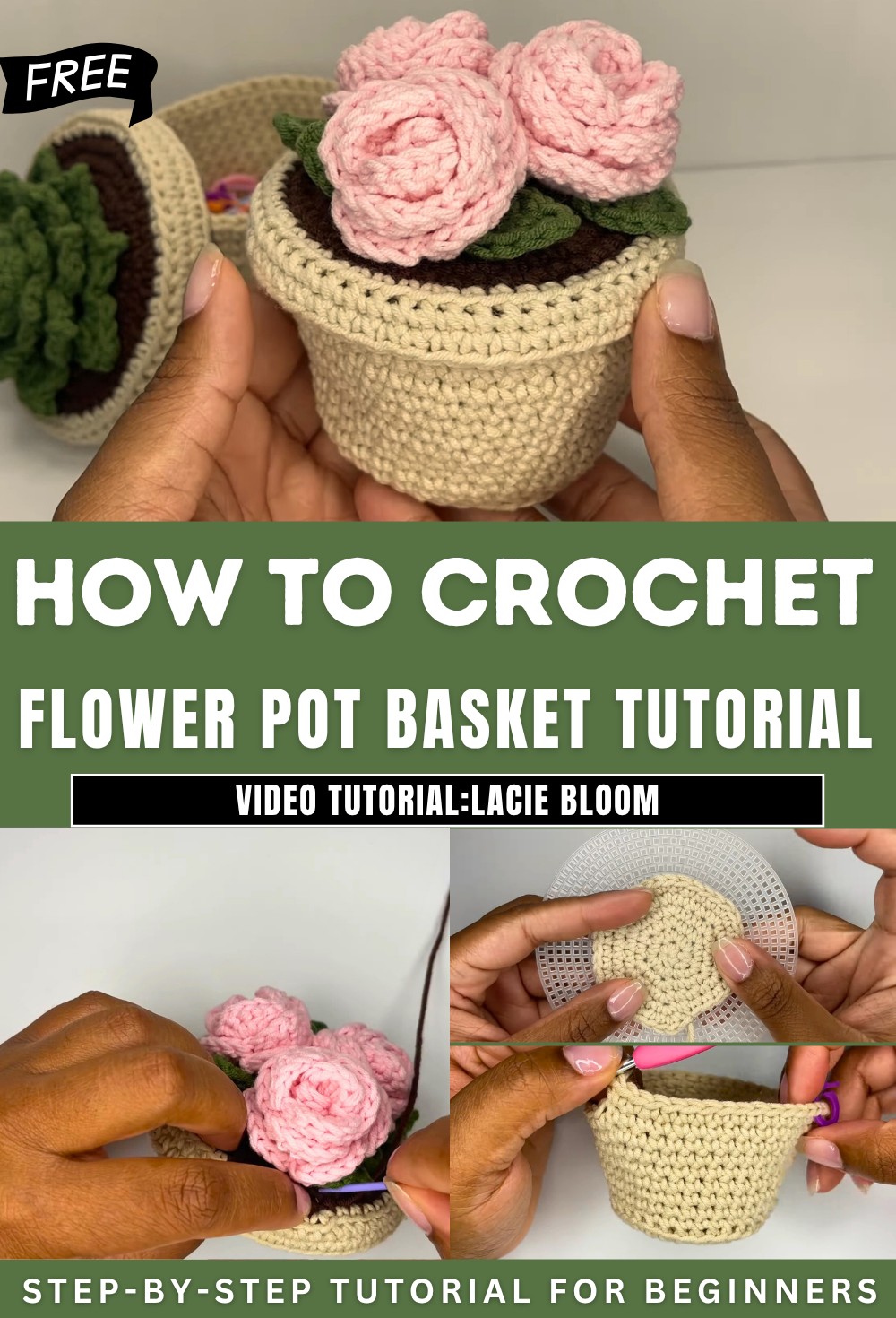 Crochet Flower Pot Basket Tutorial
