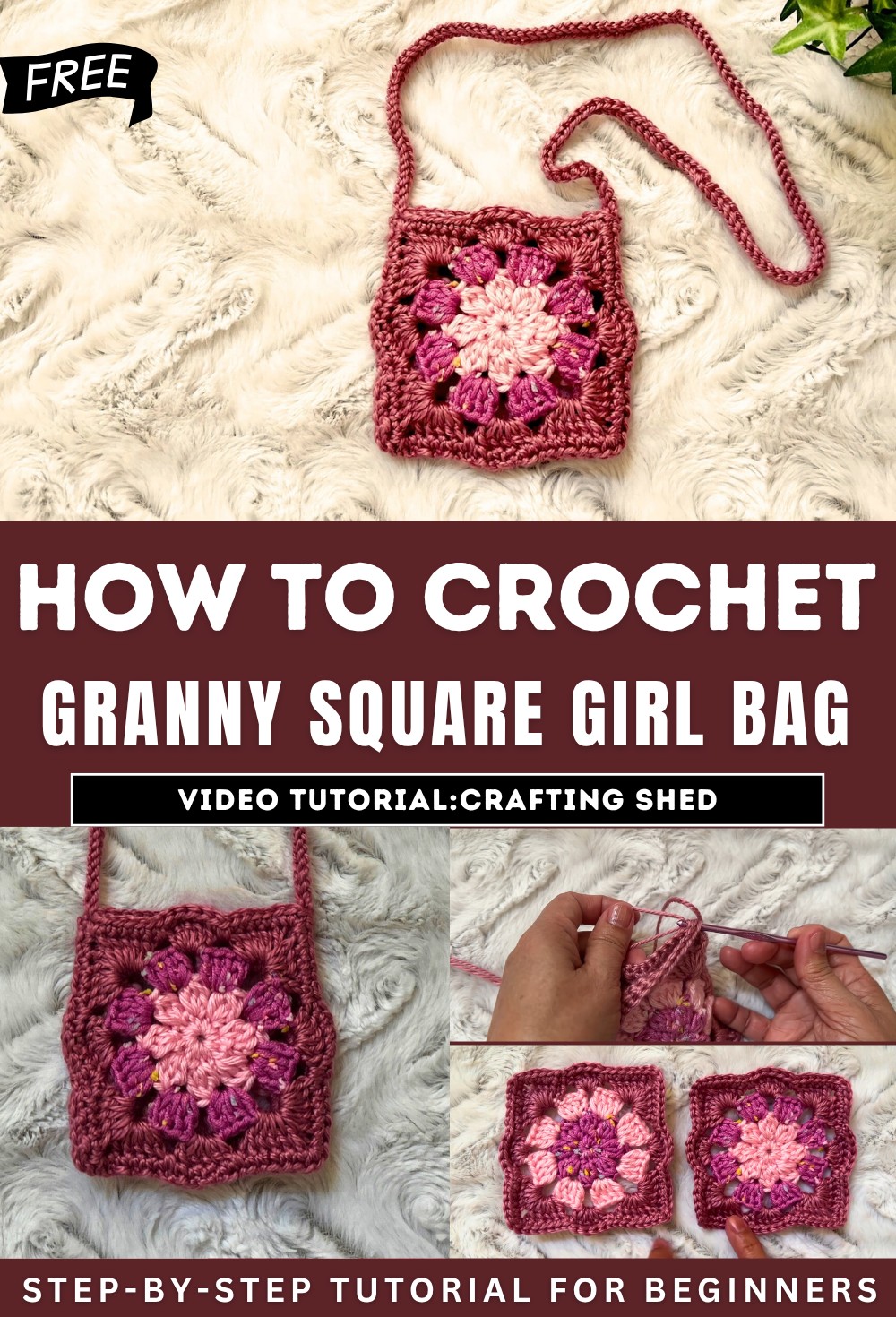 Crochet Granny Square Girl Bag