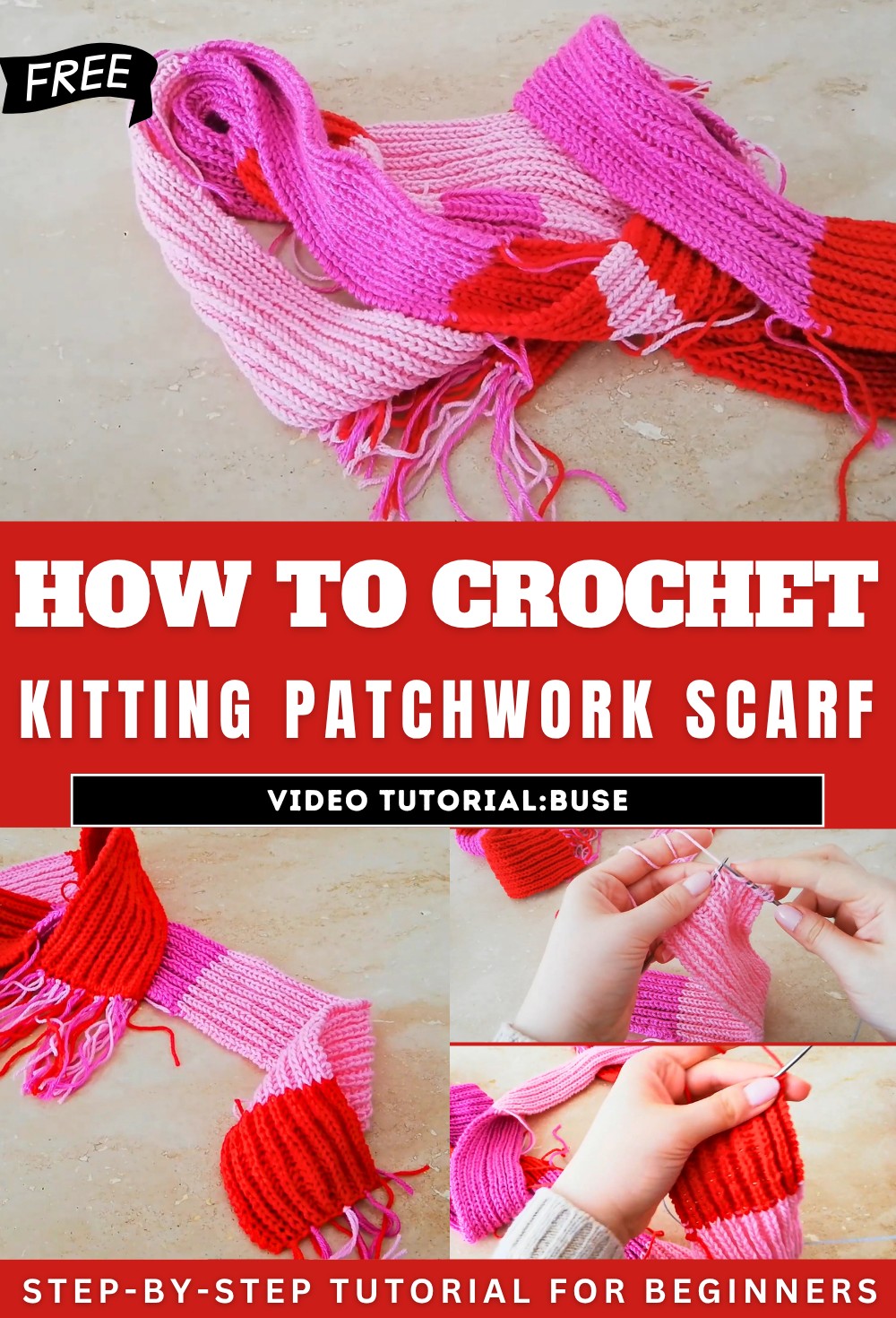 Crochet Kitting Patchwork Scarf