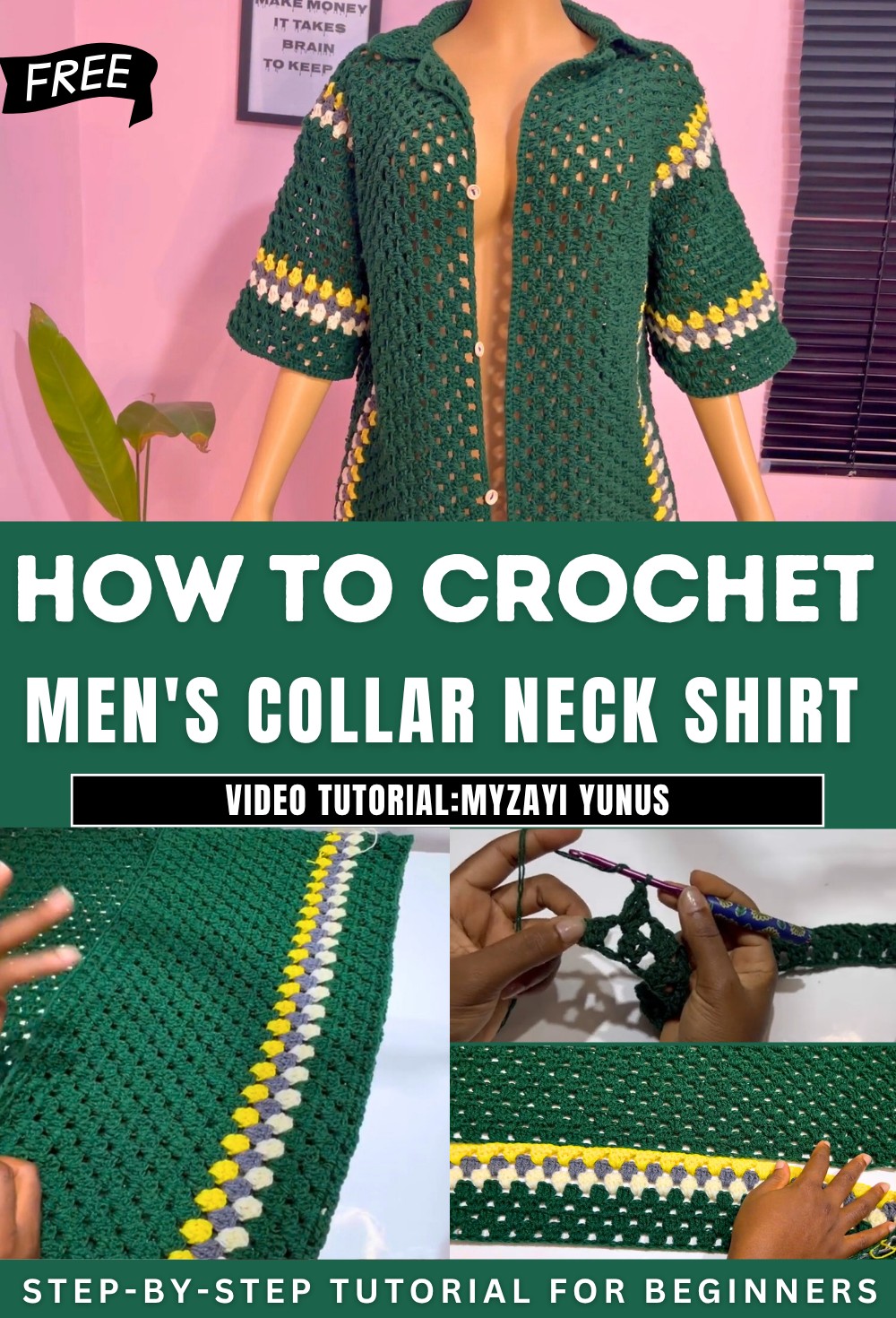 Crochet Men's Collar Neck Shirt Tutorial