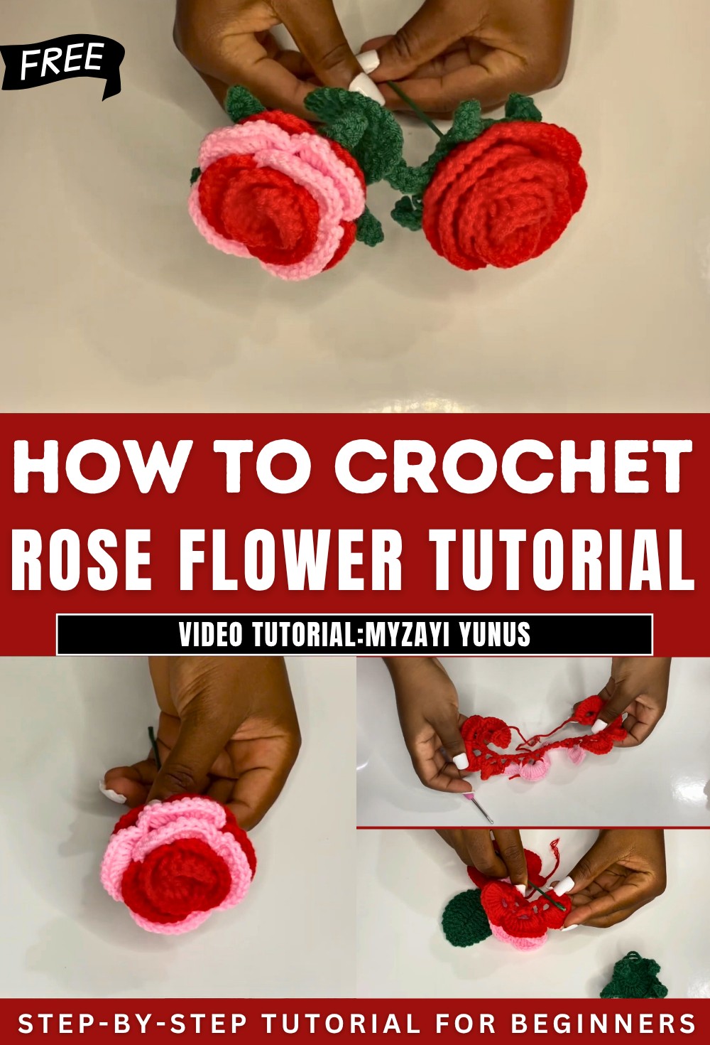 Crochet Rose Flower Tutorial