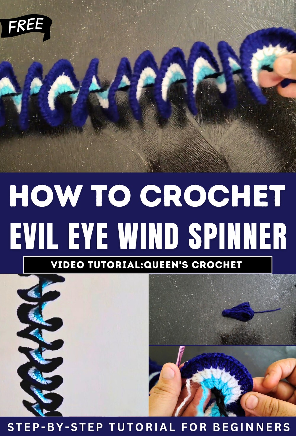 Crochet an Evil Eye Wind Spinner