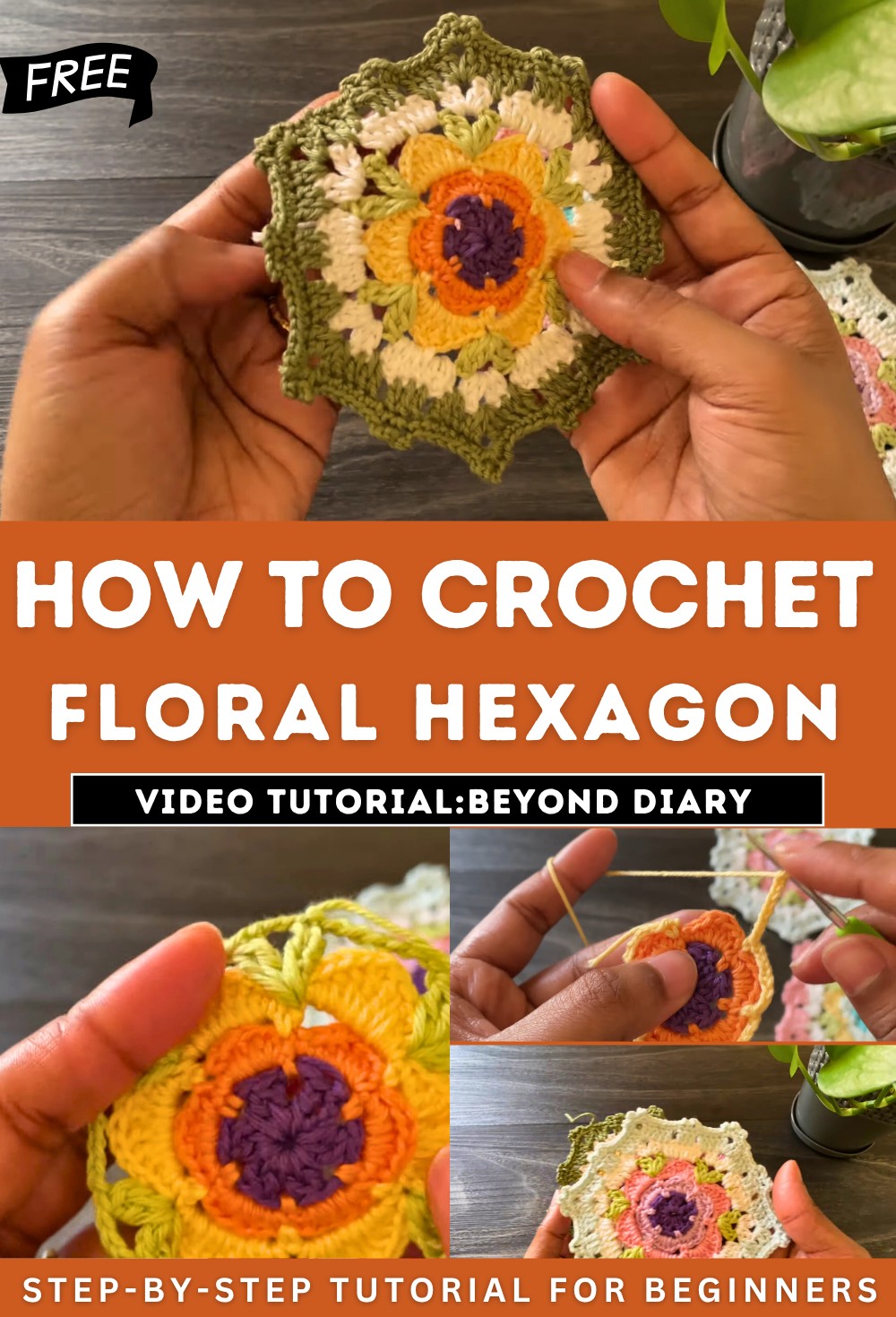 Crochet an easy floral hexagon