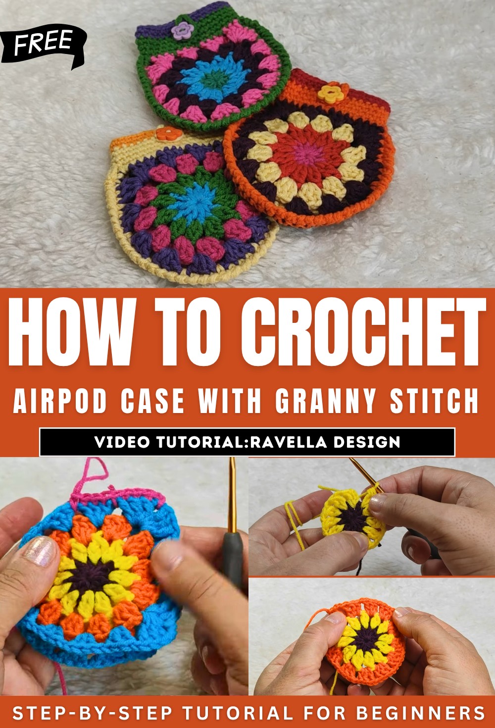 How To Crochet Easy AirPod Case with Granny Stitch