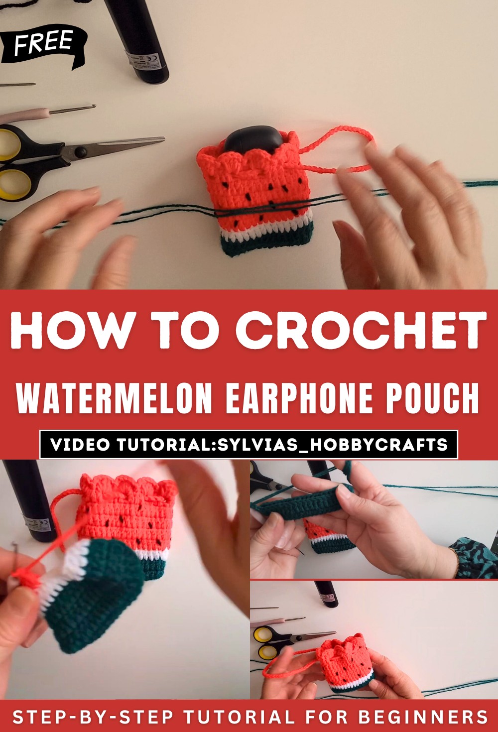 How to Crochet Watermelon Model Earphone Pouch