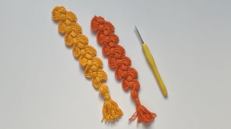 How to Crochet Puff Stitch Bookmark for Beginners