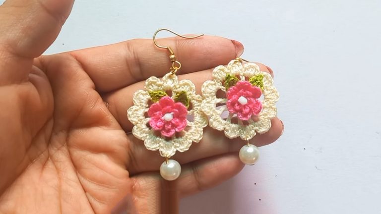 How to Crochet Beautiful Flower Round Earrings