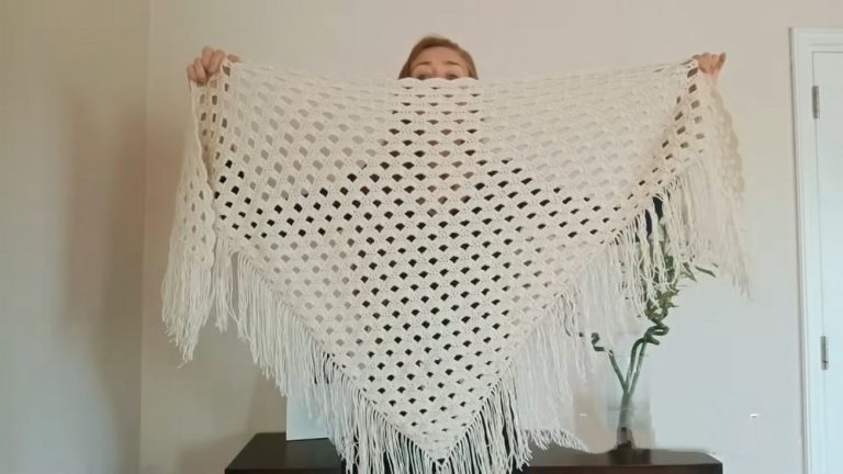 How to Crochet Triangular Fan-Stitch Shawl (Step-by-Step Crochet)