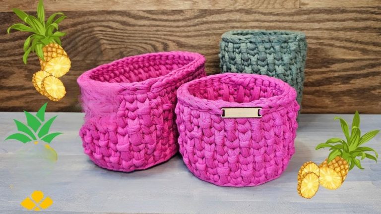 How to Crochet Pineapple Skin Basket for Beginners