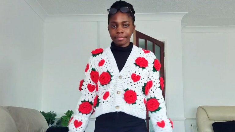How to Crochet The Hearts And Rose Cardigan for Ladies