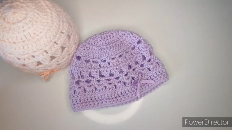 How To Crochet Mesh Baby Hat for Baby Shower