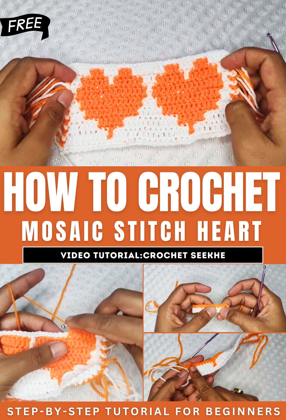 Crochet Mosaic Stitch Heart Design