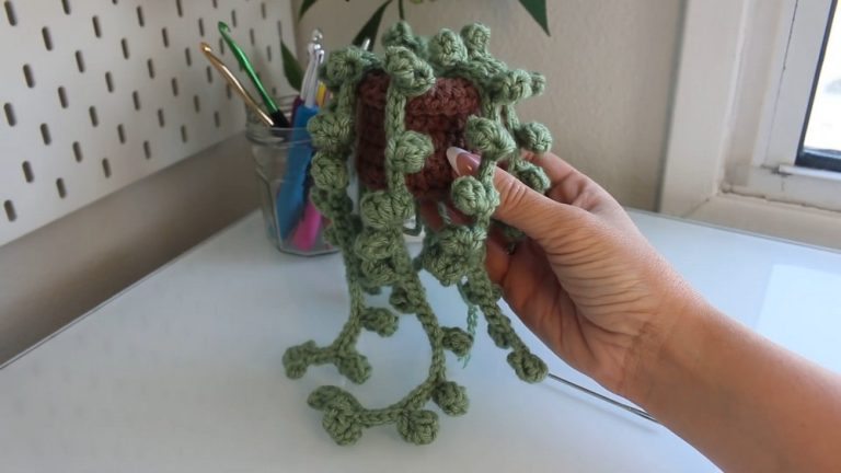 How to Crochet String of Pearls Hanging Plant for Home Decor