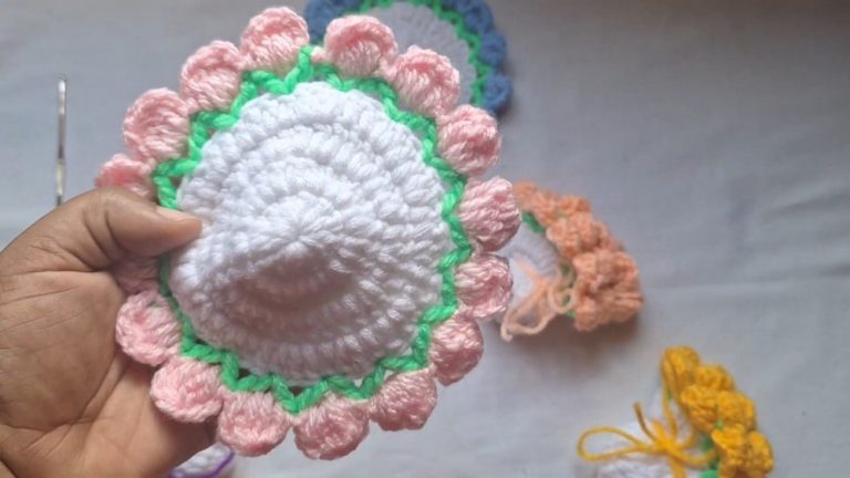 How to Crochet Flower Bouquet Coaster for Beginners