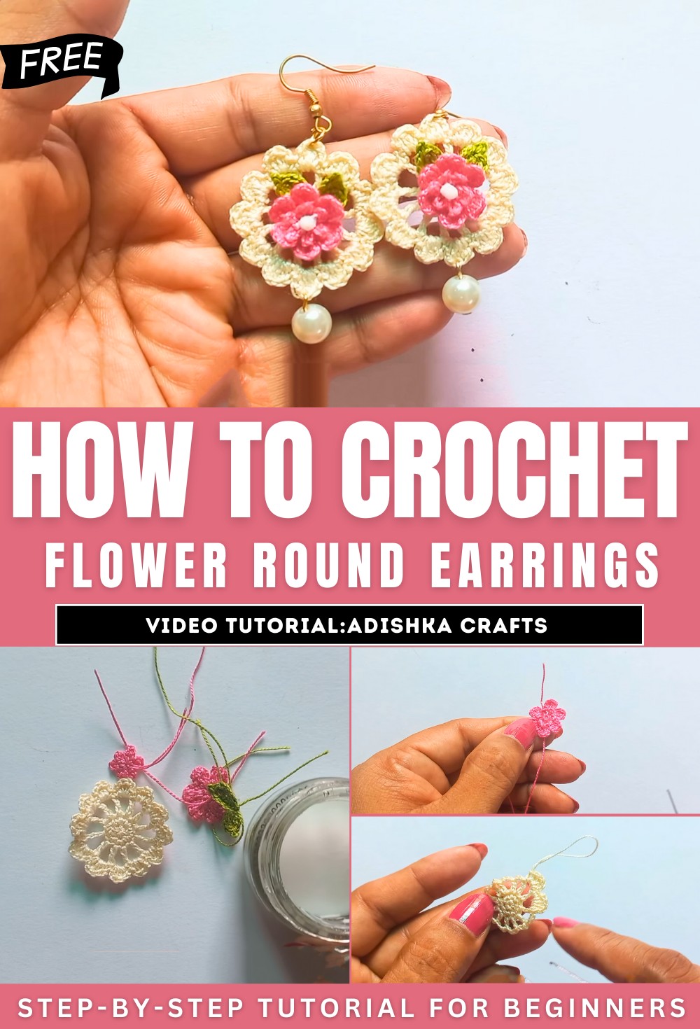 How to Crochet Beautiful Flower Round Earrings