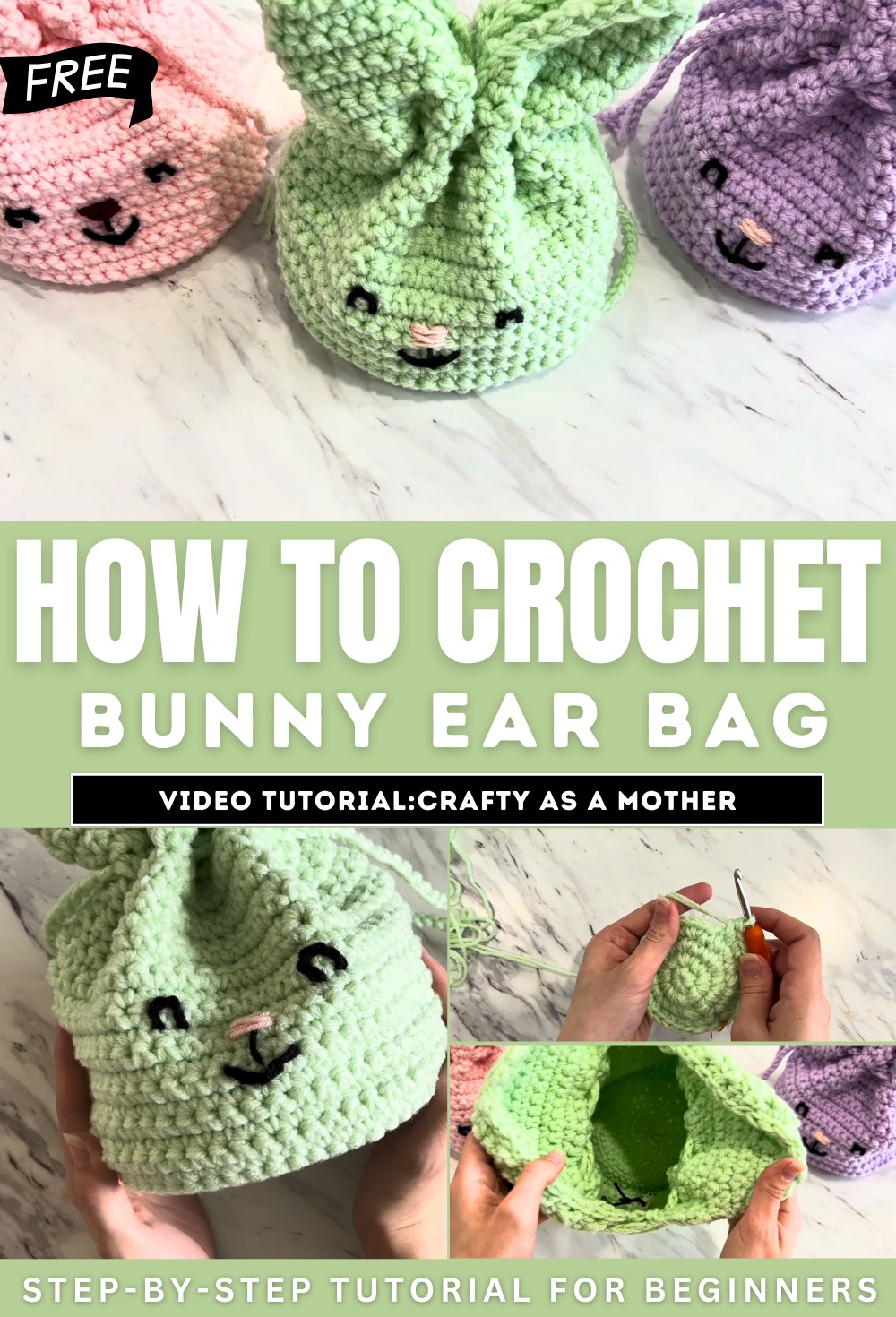 How to Crochet Bunny Ear Bag