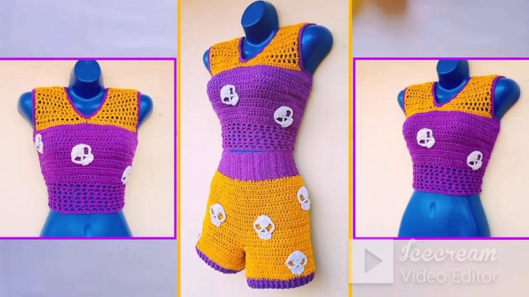 How to Crochet Crop Top for Halloween with Skulls