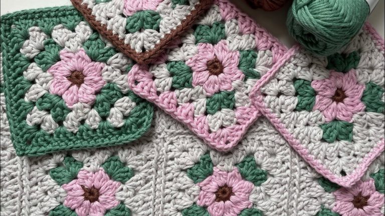 How to Crochet Floral Granny Square 1