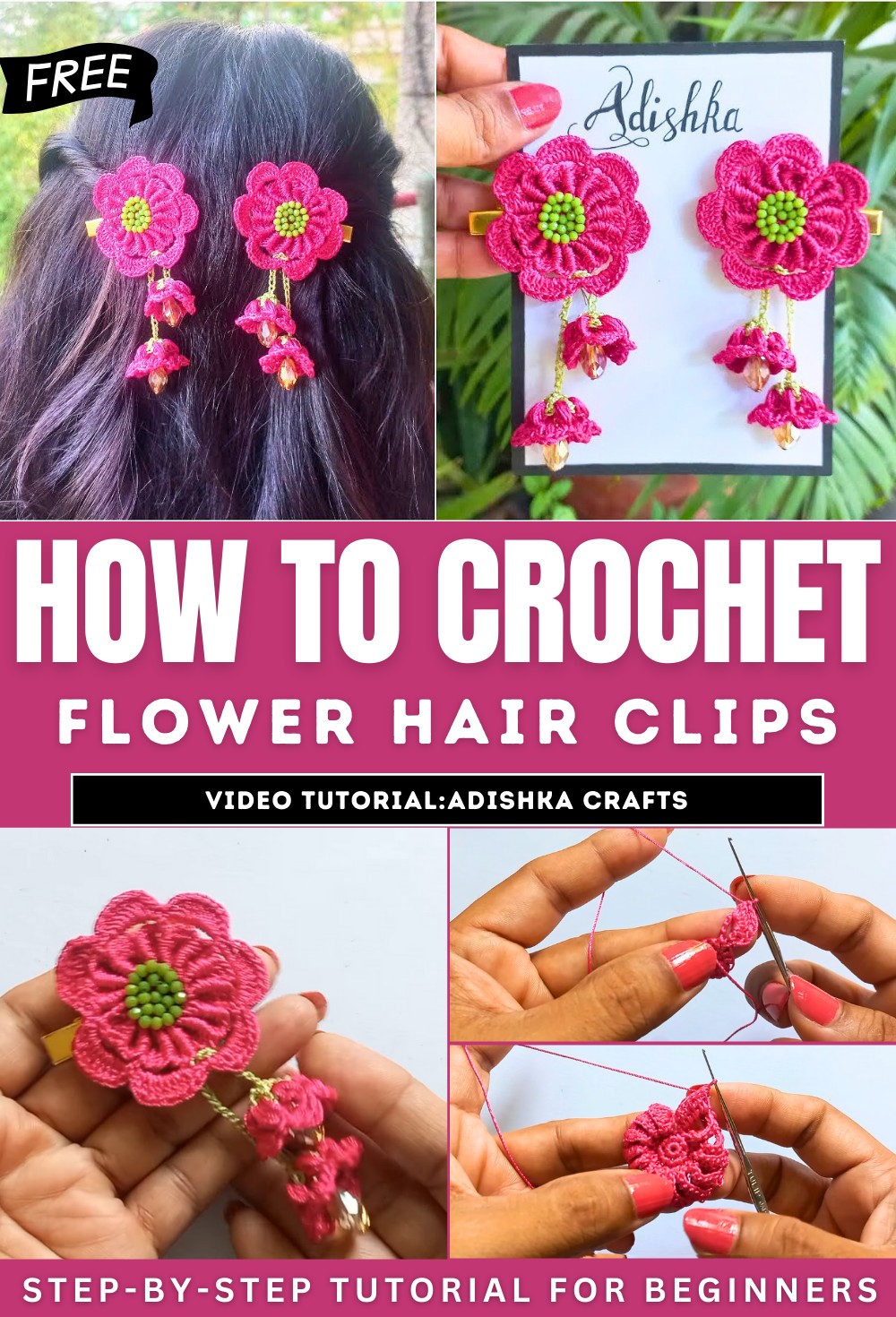 How to Crochet Flower Hair Clips
