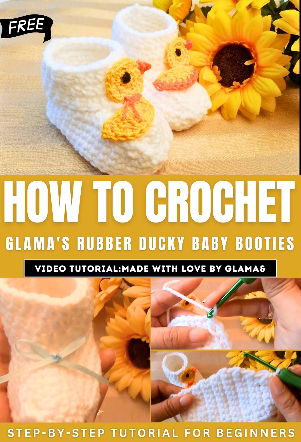How to Crochet Glama's Rubber Ducky Baby Booties